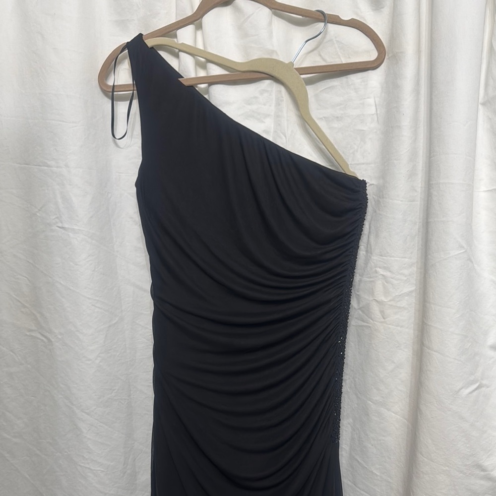 Black Asymmetrical Ruched Sheath Dress for Cocktail